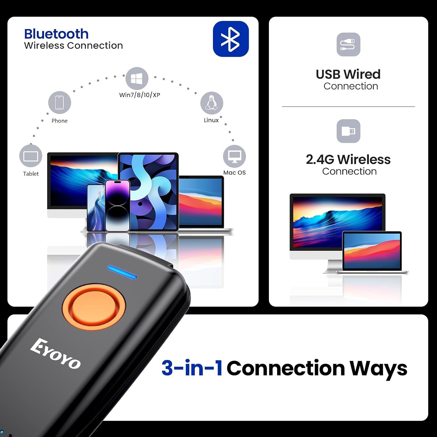 EYOYO 미니 바코드 스캐너 1D 2.4G 무선 바코 - Barcode Scanner Wireless 리뷰 및 가격